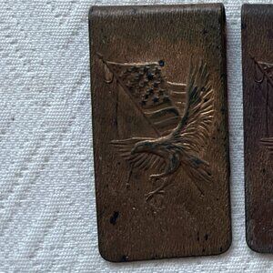 Tiffany Studios Money Clip St Louis World Fair Eagle 1904 Antique bronze flag 1